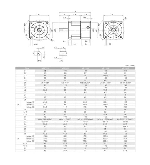Precision Planetary Gear Reducer 12 To 1 Ratio Built Tough As Nails detailed technical specifications and dimensions diagram.