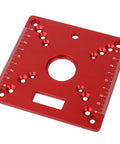 Aluminum Router Table Insert Plate 120x120mm Mini Square Woodworking Bench Flip Plate DIY Friendly Multifunction Trimming Engraving Table Red 055