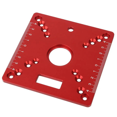 Aluminum Router Table Insert Plate 120x120mm Mini Square Woodworking Bench Flip Plate DIY Friendly Multifunction Trimming Engraving Table Red 055