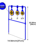 Beefy Three Eighths Inch Auto Reset Spinner Target For Centerfire Handguns Up To.44 Magnum with three yellow spinning plates.