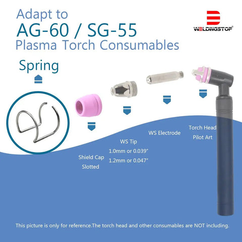 5 Piece Spring Spacer Guide Standoff Kit For Plasma Cutter Torch Heads AG60 Compatible with components and torch handle