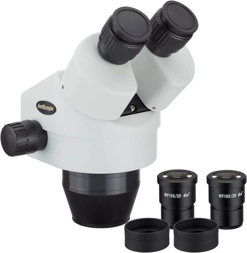 Binocular Stereo Microscope Head With 3.5X To 45X Continuous Zoom, Pro Grade Optics, Crystal Clear Erect Images, 65mm Widefield View For Lab Work, Education, And DIY Micro Projects, with WF10X/20 eyepieces