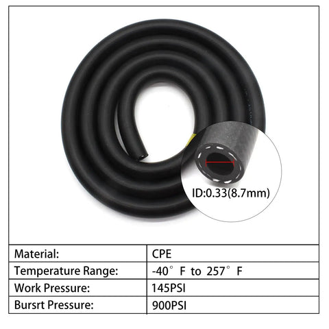 Coiled hose for Premium Transmission Cooler Kit For Subcompact To Compact Cars, space-saving design, durable pro-grade cooling