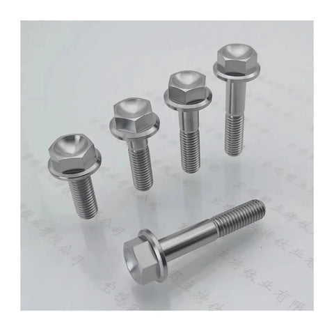 Premium Titanium Alloy Flange Head Cap Bolt Single Piece Brown Finish Rock Solid Hardware Crafted Tough For Reliable Fastening With Quality Shop Maintenance Focus, five bolts laid out.