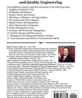Book back cover for Handbook of Industrial, Systems, and Quality Engineering by Amazon; includes contents list and author photo.
