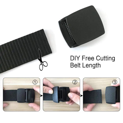 Durable Nylon Belt For Men 1.5 Inch Adjustable No Hole Slide Buckle Web Canvas Tactical Belt For Outdoor Hiking Camping EDC Everyday Carry Heavy Duty Versatile Gear Built To Last