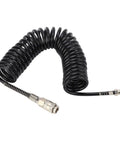Kick Ass Flexible 6 Meter Coiled Air Hose Extender Reel For Air Compressors Ultimate Heavy Duty No Kink Solution For Tire Inflation And Workshop Tools Leak Proof Braided Steel Construction Super Tough Gear For Home Garage Use, black coiled hose with metal fittings