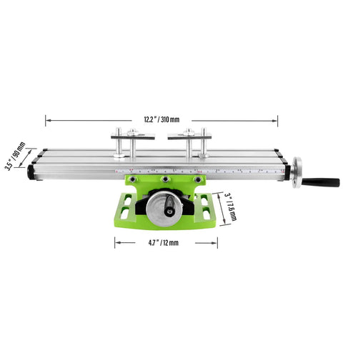 Front view of 12.2 Inch Milling Machine Worktable with X Y Axis Multifunction Milling Table, aluminum alloy, precise movement