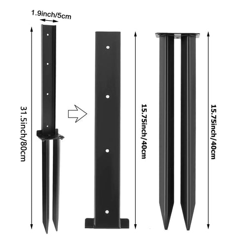 Heavy Duty Black Fence Post Repair Kit Knock Out Leaning 4x4 6x6 Wood Posts Rust Resistant Durable Spike Anchor dimensions and style.