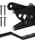 Heavy Duty Self Locking Gate Latch Featuring Automatic Gravity Lever For Wood Fence with screws for installation.