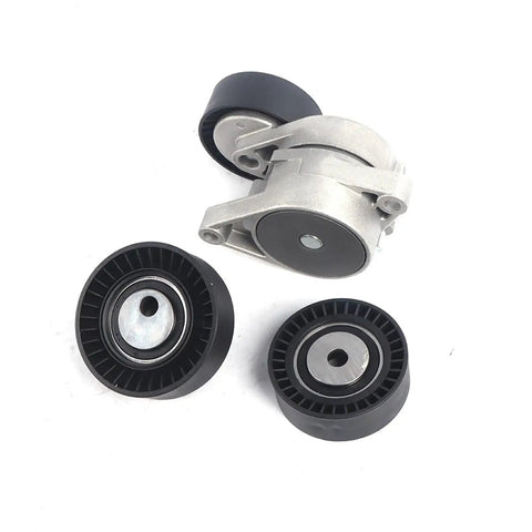 Premium Timing Belt Tensioner Pulley Kit For BMW 3 Series And 5 Series M3 X5 Z4 Models With Idler Roller For Reliable Engine Timing Kit Replacement Part 11281427252 VKM38004 black and silver tensioner pulley kit with two idler rollers
