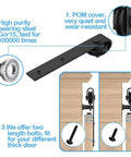 Diagram of 5.5 Foot Sliding Barn Door Hardware Kit For Double Doors Easy Install Track System highlighting Gcr15 steel and bolts