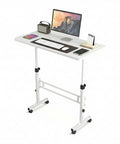 Rolling Ergonomic Standing Desk With Smooth Wheels Adjustable Height Desktop Laptop Workstation Level Up Your Remote Grind Straight Up with accessories.