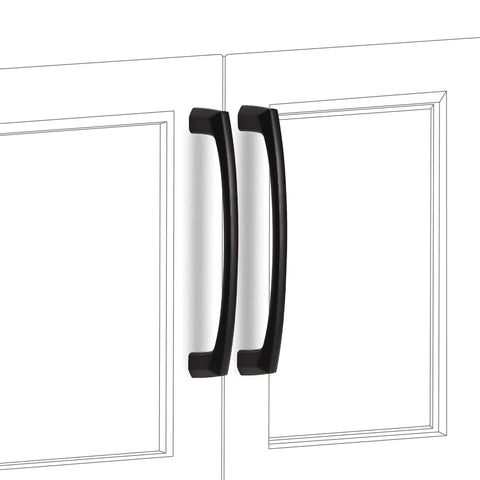 Badass Matte Black Cabinet Handles 5 Inch 128mm Kitchen Drawer Pulls on white cabinet doors, showcasing heavy duty modern design.