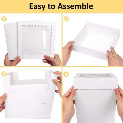 5 Pack 8 Inch Cake Boxes Built Tough With Heavy Duty Cardboard And Big Clear Window Bakery Containers For Grab And Go Treats Cake Carriers And Darn Good Dessert Packaging Gear