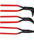 Three Piece Metal Bending Pliers Set With Straight 45 Degree And 90 Degree Jaws For Precision Sheet Metal Bends In Tight Spaces