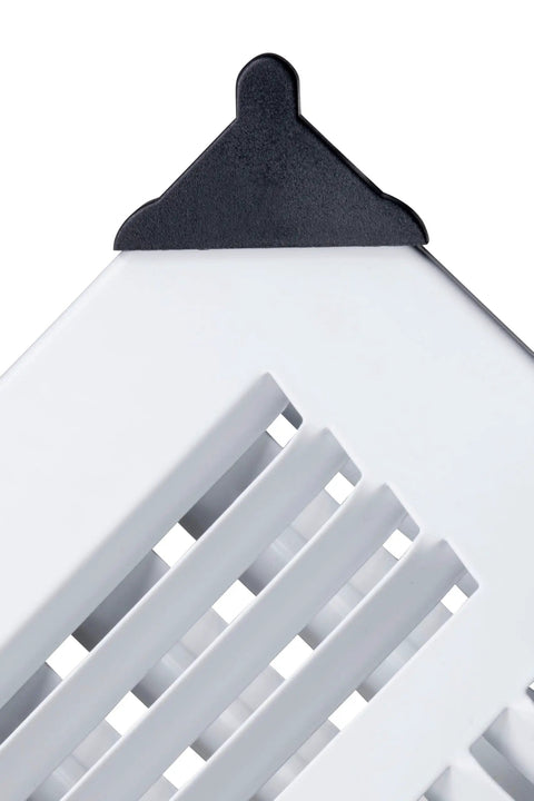 Close-up of white steel grille part of Three Way Air Supply Grille Vent Cover Diffuser For 12x10 Duct Opening with no sharp edges.