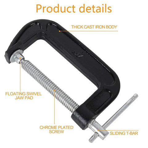 Heavy Duty 4 Inch C Clamp Set In Steel For Woodworking Welding And Building Projects Industrial Strength Clamps