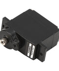 Badass 10g Metal Gear Micro Servo Featuring Solid Core Motor And Lightning Fast Digital Response For 450 Rc Helicopter Builds And Tight Control Upgrades. Side view of a black micro servo with visible gears.
