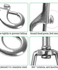 POLARHAWK double-ended bolt snap hooks, 3.5 in stainless steel, pack of 6 (silver)