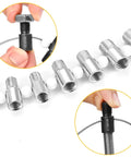 Nut And Bolt Thread Checker Gauge Kit With 28 Thread Gauges For Inch And Metric, showing metal thread gauges on cable