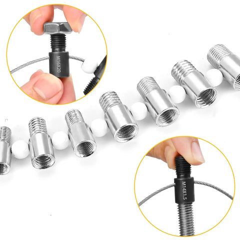 Nut And Bolt Thread Checker Gauge Kit With 28 Thread Gauges For Inch And Metric, showing metal thread gauges on cable
