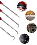 2 Piece Hook And Pick Set With Rolling Flower Handle Multi Angle Hook Picks shown with uses on seals, gaskets, and tires