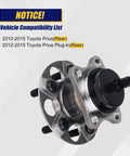 Rear Wheel Bearing And Hub Assembly 512505 For Toyota Prius 2010 To 2015 And Prius Plug In 2012 To 2015 5 Lug With ABS OEM Grade Replacement