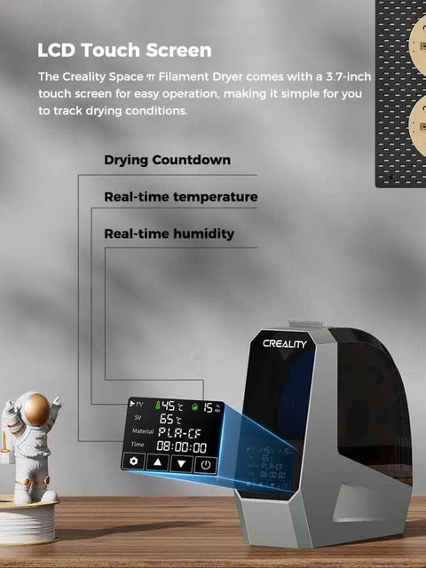 Space Pi Filament Dryer For 3D Printers, 360 Degree 80W PTC Dehydrator Box with LCD touchscreen control panel