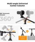 Go To 76 Inch Camera Tripod With Rotatable Center Column And 360 Degree Ball Head Heavy Duty 8kg Load showcasing 360° rotation