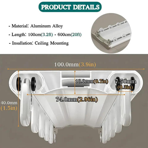 Heavy Duty Dual Aluminum Sliding Door Track With Hella Smooth Gliding Rails For Ceiling Mounted Barn Door Hardware Built Tough To Level Up Your Dope Home Setup In Brown, 100mm wide aluminum alloy rail with roller details.