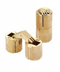 Hidden Barrel Hinge With Gold Finish Zinc Alloy Hardware For Jewelry Boxes And Cabinets, open and closed view, sleek design.
