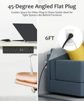 Under Desk Power Strip With 3M Adhesive Mount, 4 Outlets And 1200J Surge Protector, 6 Ft Cord, USB C And USB A Fast Charging Ports