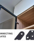 Beefy Stainless Steel Flat Corner Brackets Set 12 Pack used for cabinet door attachment with black metal braces detail
