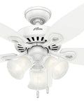 42 Inch Indoor Ceiling Fan With LED Lights And Pull Chain White Five Blade Ceiling Fan For Cozy Bedroom Or Living Room Standard Mount No Remote Includes Bulbs Whisper Quiet Motor For Ultra Powerful Airflow And Low Noise