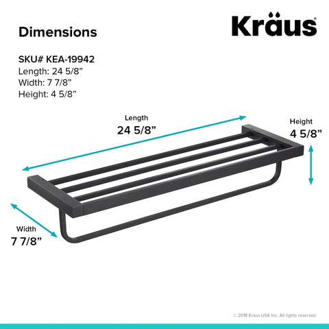 Dimensions of Stelios Matte Black Bathroom Shelf With Towel Bar Built To Last Solid Brass Construction KEA 19942MB Wall Mount