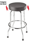 Rugged Swivel Bar Stool For Garage And Shop With Padded Seat And Chrome Legs In Black Finish, 28.74 Inches Tall And 18.5 Inches Diameter