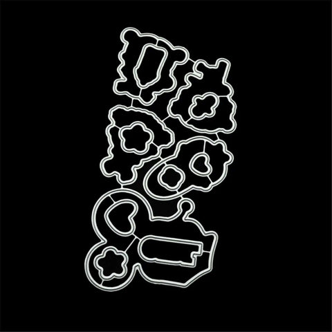 Carbon steel dies layout from Silicone Stamp And Die Set For Card Making And Scrapbooking, includes precise cut shapes for crafts.