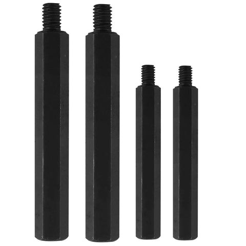 Thinking Process:. 4 black 45# steel bearing puller extension screws, hex body with threaded ends