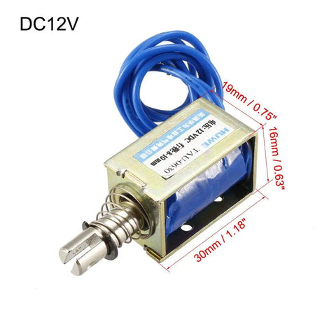 12V DC Pull Type Solenoid Electromagnet Open Frame Style With 8 To 10 Mm Stroke Linear Motion Plunger Spring Return No Fuss Installation DIY Automation Gear For Machinery Projects And Hobbies, open-frame 30mm