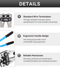 Heavy Duty Battery Cable Crimping Tool Kit With Rotatable Jaw shown with ergonomic handles and reliable mechanism features.