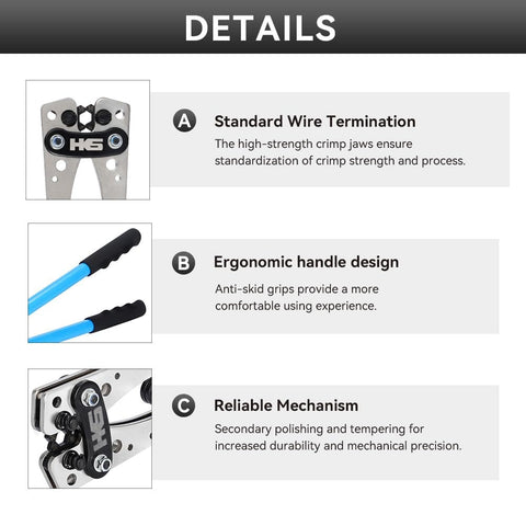Heavy Duty Battery Cable Crimping Tool Kit With Rotatable Jaw shown with ergonomic handles and reliable mechanism features.