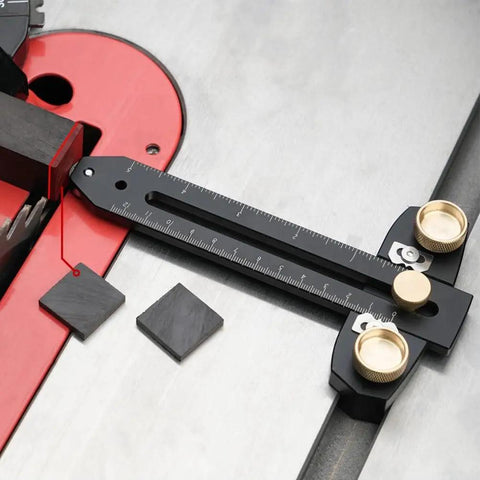 Ultimate Table Saw Rip Jig With Indicator, Aluminum T Slot Fence System, precise 0.1mm readout on saw surface