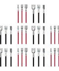 Thirty Piece Pack Female Speaker Wire Connectors With Pre Wired 18 Awg Red And Black Cables Nylon Sleeve Spade Terminals Built For Car Audio Mods Or Quick Diy Hook Ups Easy Plug In Setup, displayed in rows.