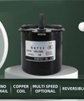 High Torque Permanent Magnet Synchronous Motor 40W 110 To 220V AC Low Speed For DIY Projects RC Cars E Scooters And Small Appliances CW CCW 2.5 5 10 15 20 30 50 60 80 110 RPM, black motor front view.