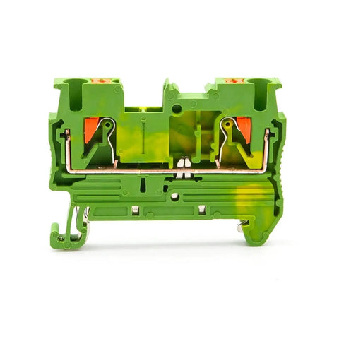 10 Pack Grounding Terminal Block 2.5mm2 DIN Rail With Compact Spring Clamp for easy wiring and safe grounding in industrial setups.