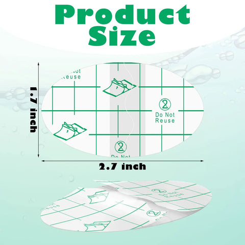 Dimensions of 120 Pcs Disposable Baby Ear Covers For Shower And Bath Waterproof Ear Protection, oval shape, 1.7 x 2.7 inch, Soft Green