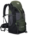 Ultra Lightweight 50L Hiking Backpack For Men And Women Durable 2.2 Lb Camping Pack For 2 To 3 Day Weekend Adventures Travel Outdoor Daypack With Comfortable Straps Built Tough For Trails, green and black color, side view.