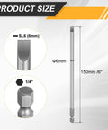 SL6 Slotted Screwdriver Bits Set 6mm Tips With One Quarter Inch Hex Shank 150mm Long Magnetic Flat Head S2 Steel Drill Bits