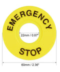 Emergency Stop Ring 20 Pcs Yellow Plastic Warning Sign For Push Button Switch Replacement Fits 22mm Inner Diameter And 60mm Outer Diameter Great For Home Office Workshop Safety, yellow ring with dimensions labeled.